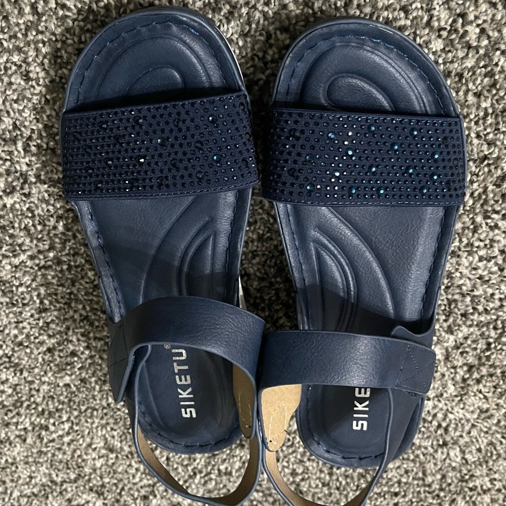 BokenStride Siketu blue Air Cushion Support Platform Ankle Strap Sandals 36